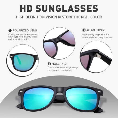 Image of Sunglasses Men, Square Polarized Sunglasses for Mens & Womens, Trendy Retro Sun Glasses Driving Fishing UV Protection