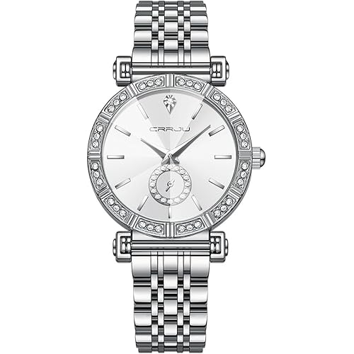 Classic Fashion Women's Rhinestone Diamond Wrist Watches Stainless Steel Japanese Quartz Movement Analog Dress Watches for Women Waterproof Casual Lady Wrist Watches