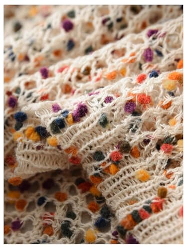 MakeMeChic Women's Plus Size Crochet Knit Sweater Bell Sleeve Boat Neck Y2K Vintage Tops4