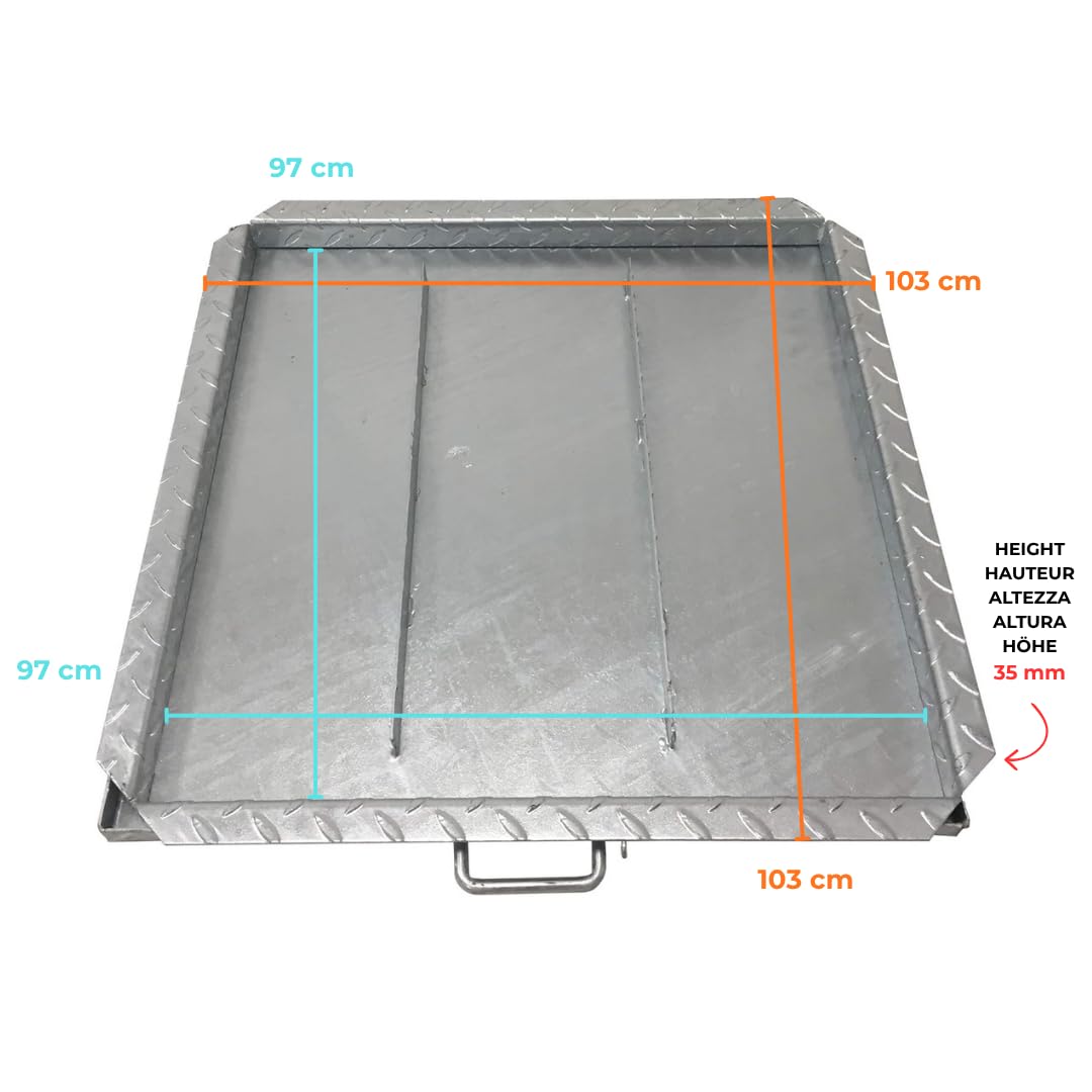EINSIDE Deckel Tank, Schachtdeckel für Tank verzinkt, Schachtabdeckung 100 x 100 cm