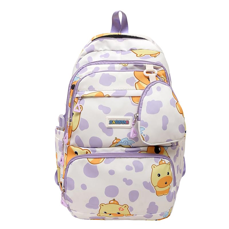 Cute Bag Large Capacity Rucksack Cartoon Printed Trip Backpack (Purple)