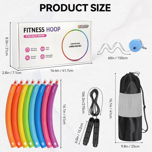 Phobby Weighted Exercise Hoop for Adults, 2.2lbs Adjustable Fitness Hoop, 8 Detachable Hoop Sections with Jump Rope & Storage Bag, Home Gym Workout by Phobby - Image 6