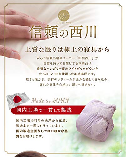 Amazon｜昭和西川 2枚合わせ 羽毛布団 ハンガリー産ホワイトダック