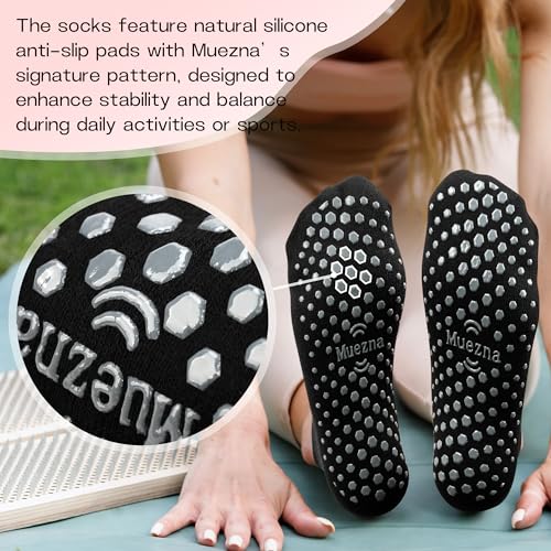 Muezna 6 Pairs Pilates Grip Socks for Women, Non Slip Yoga Socks with Grips, Grippy Socks for Barre, and Hospital2