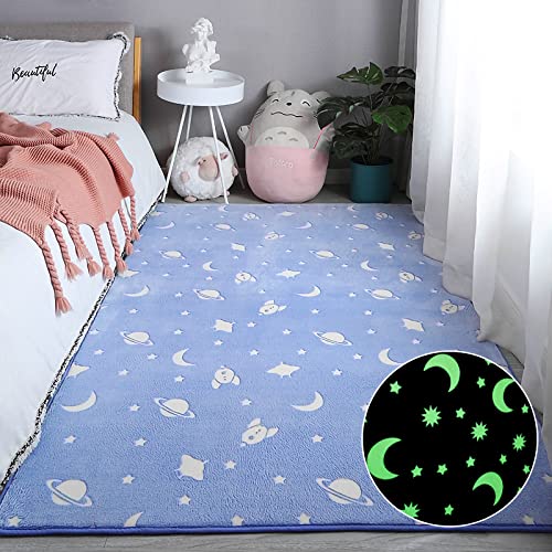 Tapete decorativo azul luminiscente 160x200 cm para niños