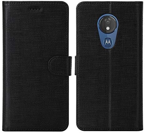 Feitenn Moto G7 Power Case, G7 Power Wallet Case, PU Leather Flip Folio Cover Kickstand Card Slots Cash Holders Magnetic Slim Bumper Shockproof Anti-Scratch Shell for Motorola Moto G7 Power - Black