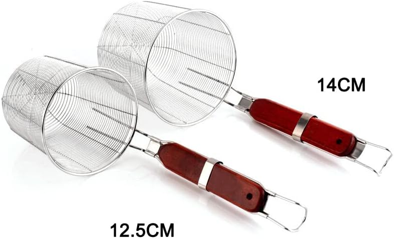 Miniatura 5 de VALINK - Cesta de pasta de malla con mango de madera, acero inoxidable de acero inoxidable, colador de fideos para cocina, fideos, pasta, restaurante