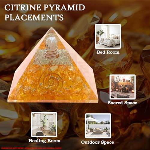 Image of Citrine Pyramid | 2-Inch | Large Healing Pyramid for Grounding, Energy Cleansing, and Emotional Stability|Spiritual Decor for Home and Office