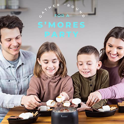 Kusini Smores Maker Tabletop Indoor - Flameless Electric Marshmallow Roaster – 4 Detachable Trays & 4 Roasting Forks – Gift Set & Date Night Idea. Movie Night Supplies & Housewarming Gift #TOP1