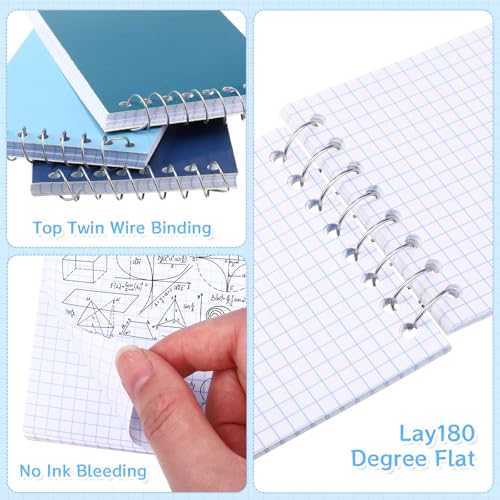 Image of Teling 50 Pcs Blue Graph Paper Spiral Memo Pads Bulk, 3x5 Inch Small Note Pads, Pocket Graph Notebooks with 75 Sheet Grid Paper, Top Bound Mini Spiral Steno Notepad for Office Back to School Gift