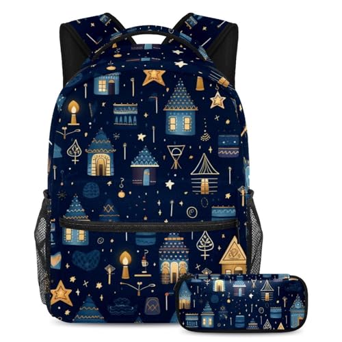 Cartables enfant Bougies fantaisie Hanoukka grand format avec trousse lot de 2