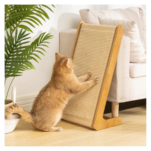 Avont Griffoir pour Chat en Sisal Naturel, Gratoir pour Jouer et Grimper, en Forme de L, Angle à 110°, Rampe et Planche Griffoir Chat en Bois, Grand...