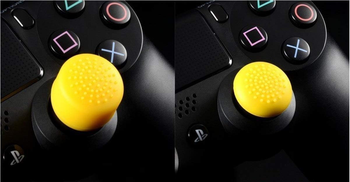 for PS5, PS4, PS3, Switch Pro, Xbox one, Xbox 360, Wii U, PS2 Controller Analog Stick Thumbsticks Joystick Cap Rubber Cover Silicone Thumb Grip Cap Joystick Thumbstick Replacement (Pack of 8 Yellow)