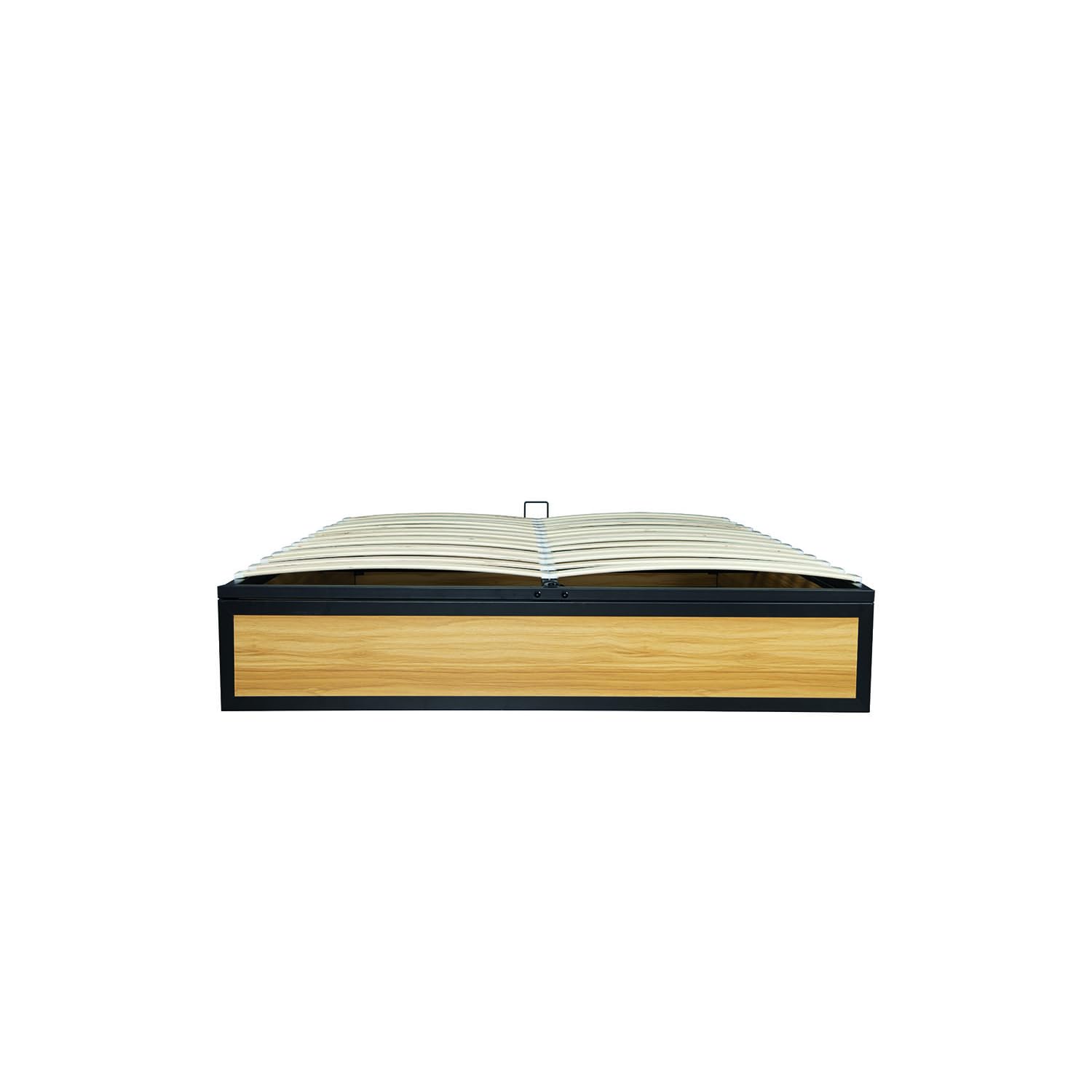 Lit Coffre Industriel JERSEY 140x190 cm Bois et Métal Sommier 24 Lattes