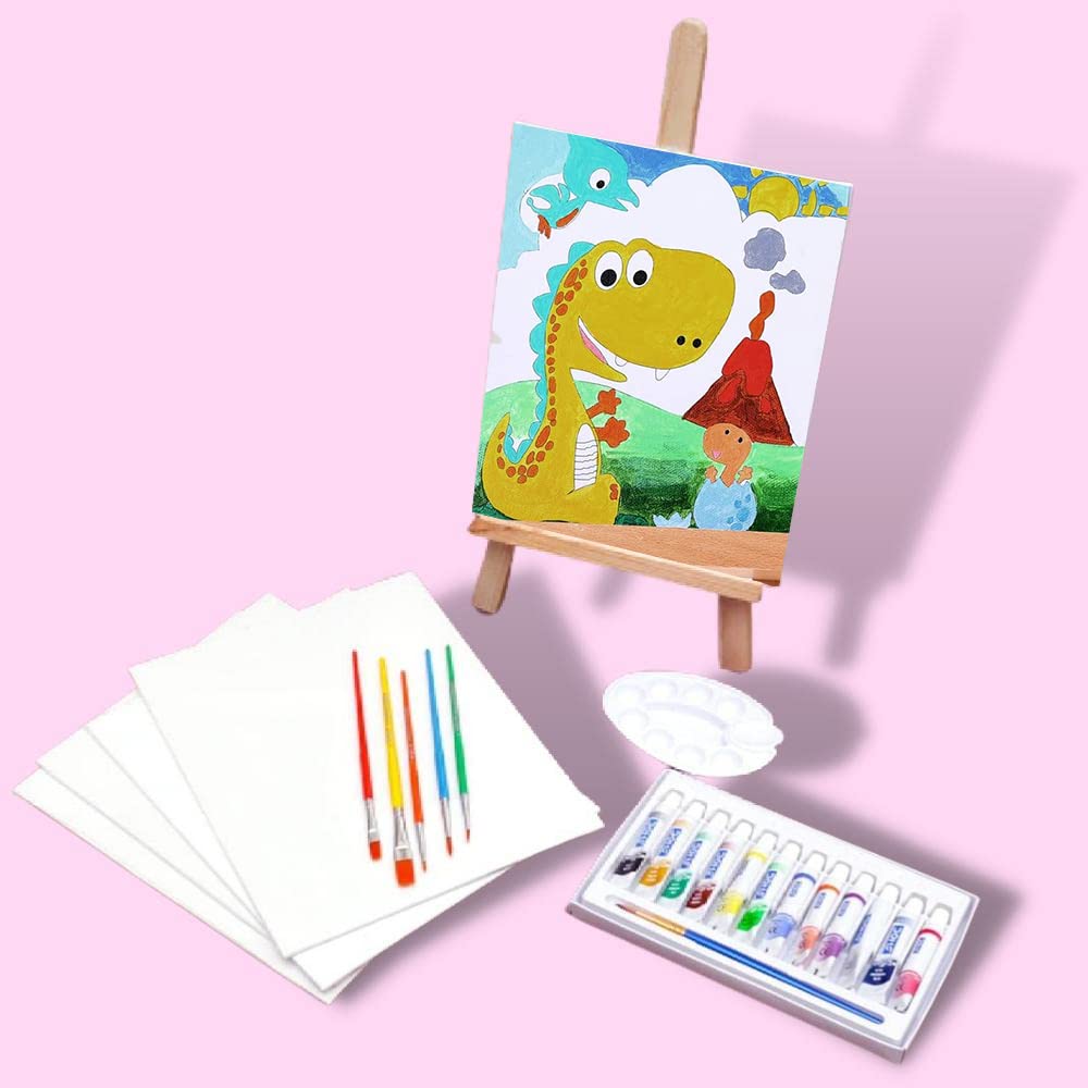 Painting Set for Kids Girls Canvas Painting Kit for Kids with Wooden