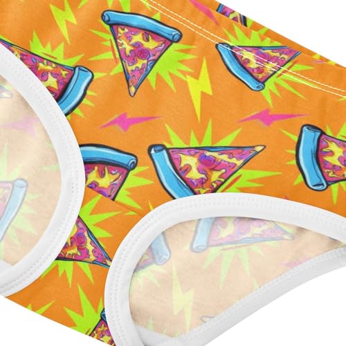 Joisal Cartoon Pizza Orange Little Girl Panties Girls Underwear Toddler Cotton Bright Briefs Kids Undies 2t4