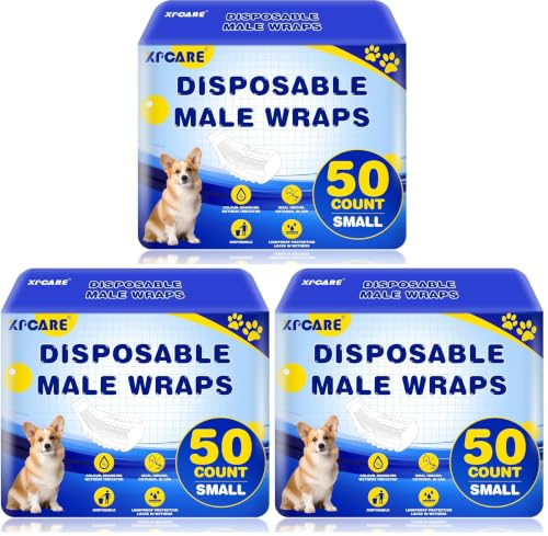 Image of XPCARE 50 Count Disposable Male Dog Diapers, Male Dog Wraps,Super Absorbent Leak-Proof Fit (Small) (Pack of 3)