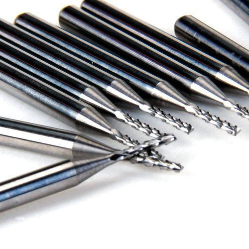10 Frese PCB In Metallo Duro Da 1,2 Mm – Per CNC, Taglio Circuiti Stampati, Legno, Plastica, Gambo 3,173 Mm, Lunghezza Totale 38 Mm
