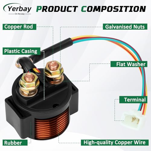 Yerbay Anlasser Starter Relais für ATV 4-Stroke GY6 Engine 50/100/125/150/200/250cc Dirt Bike Scooter Go Kart Dne Buggy Quad 4 Wheelers Pit Bike Moped Roketa SSR Taotao Sunl Coolster