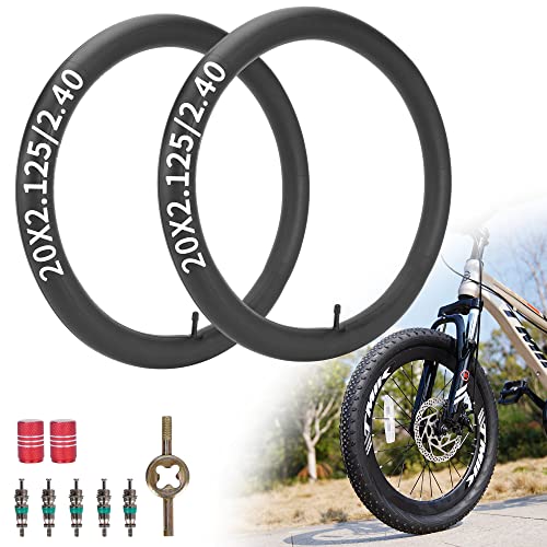 RUTU 20 Inch Bike Tubes,20x2.125/2.40 Inner Tube with 32mm Schrader Valve and Installation Accessorie