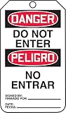 Accuform TMS111CTP PF-Cardstock Bilingual Spanish Safety Tag, Legend “Danger DO NOT Enter”, 5.75″ Length x 3.25″ Width x 0.010″ Thickness, Red/Black on White (Pack of 25)