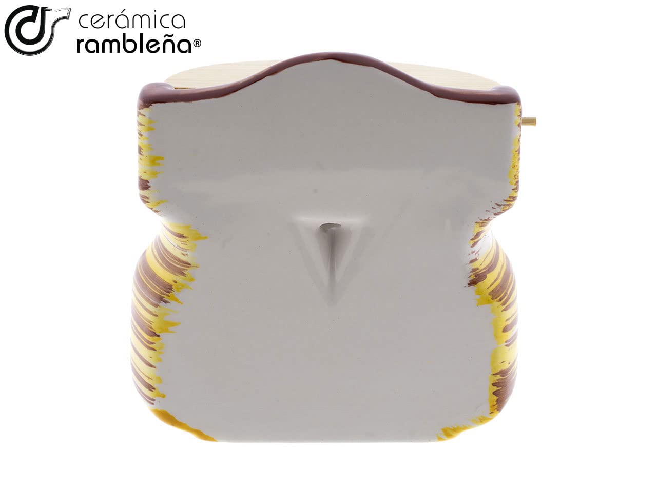 Cerámica Rambleña Saliera In Ceramica Con Coperchio In Legno: Decorata A Mano, Fiore Blu, 12.5x10.5x13 Cm, Artigianato Spagnolo - 2
