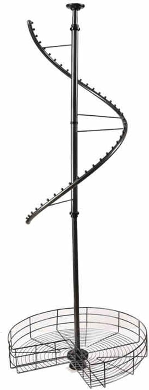 360&deg;回転スパイラル回転衣類ラック、頑丈な金属製衣類ディスプレイラック、高さ調節可能1620-2085mm、66ポンド容量省スペー