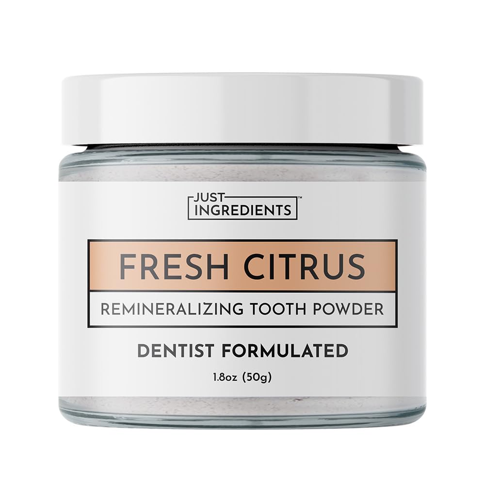 Remineralizing Tooth Powder – Fluoride-Free Oral Care – Gently Cleans & Whitens – Supports Strong Teeth & Fresh Breath – Vegan, Non-GMO, Made with Clean Ingredients (Regular, Fresh Citrus)