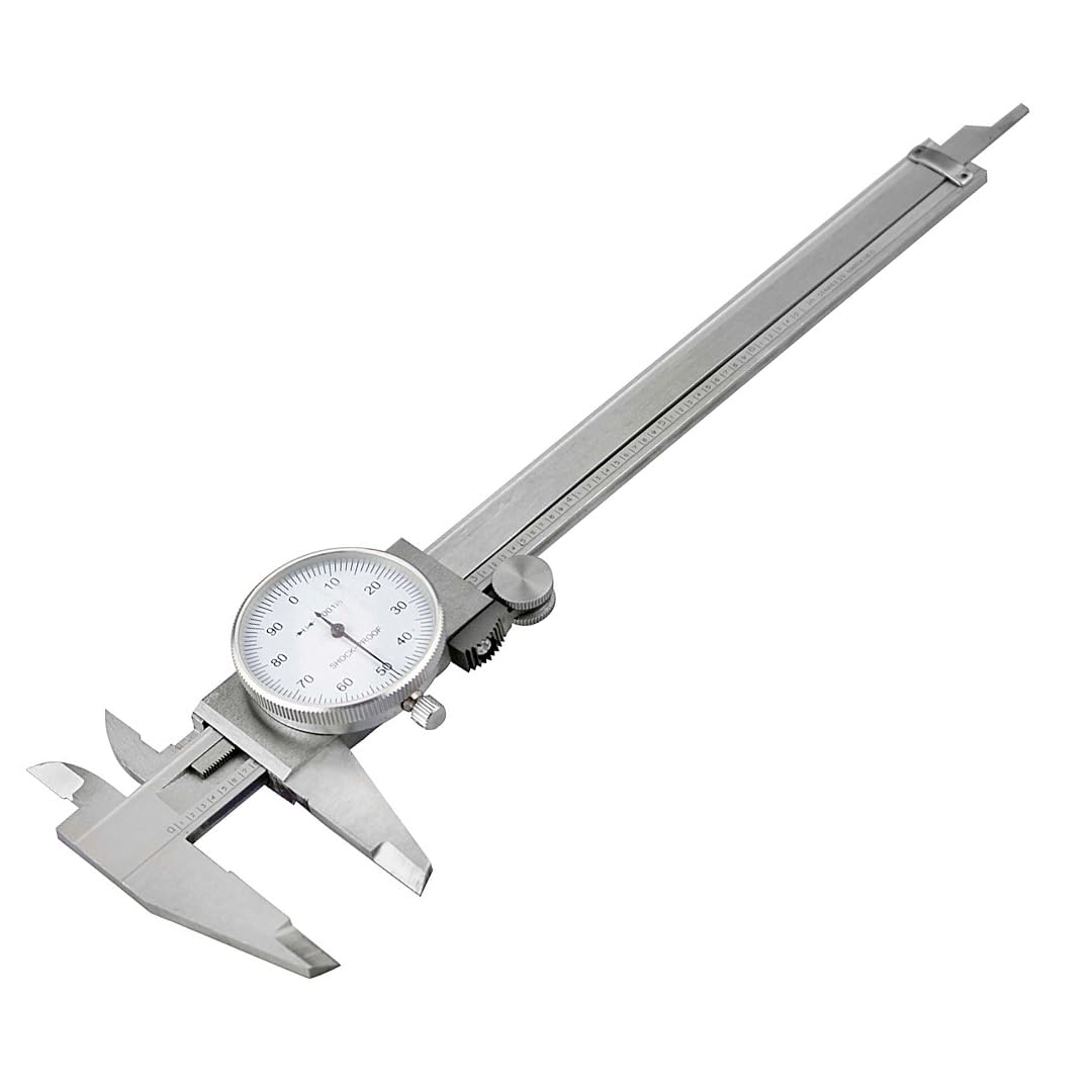 SE 3-Way Measuring Shockproof Steel Dial Caliper, 0-6" SAE - Precision Tool with Hard Case - 780DC