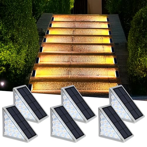 Image of AUDLES ABS LED Solar Step Lights Waterproof Outdoor Stair Lights,Solar Deck Lights Outdoor Decor IP67 Solar Decoration Lights for Yard,Patio,Garden,Walkways,Front Door,Pathway,Driveway,Porch 6 Pack