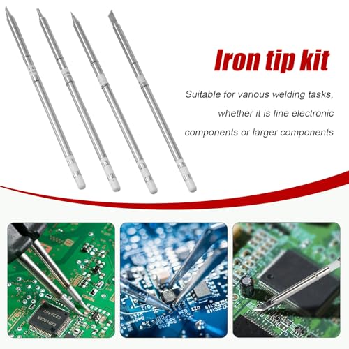 Image of 4 Pcs Soldering Iron Tips, T12 Series Solder Tips Kit, Replacement for FM-203 FX-951 FX-950 Soldering Station