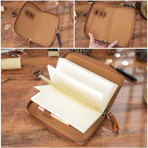 Couverture en cuir pour carnet zippée 18x9cm l'élégance durable