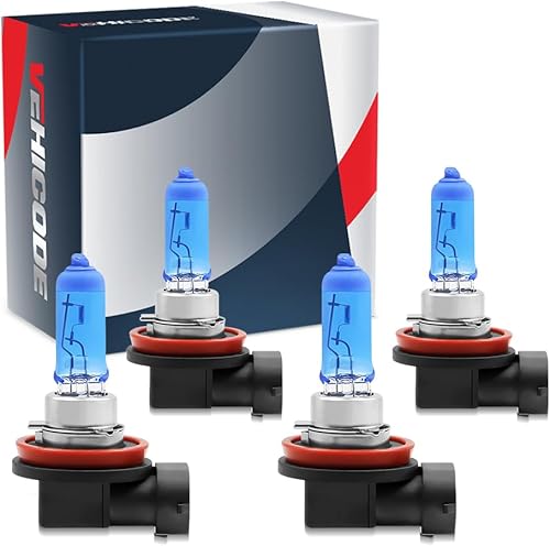 VEHICODE Bombillas halógenas H11 para faros delanteros, luz antiniebla de haz alto y bajo, 5500K-6000K, súper blanco, 12 V, 55 W, kit combinado de