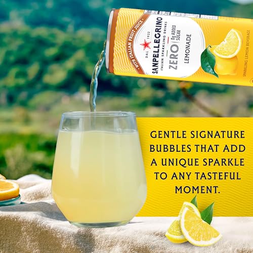Image of Sanpellegrino Zero Grams Added Sugar Italian Sparkling Drinks Lemonade, Sparkling Lemon Beverage, 24 Pack of 11.15 Fl Oz Cans