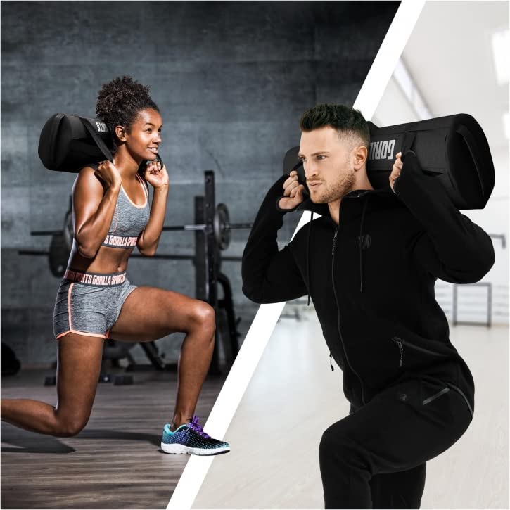 GORILLA SPORTS® Fitness Power Bag 20kg 30kg Rempli de Sable Métallique Poids Réglables 6 Poignées Sac de Sable Musculation
