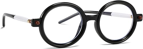 Miniatura 3 de bullabulling Lentes de lectura redondos retro para mujer, con bloqueo de luz azul, marcos de anteojos de gran tamaño, lente grande