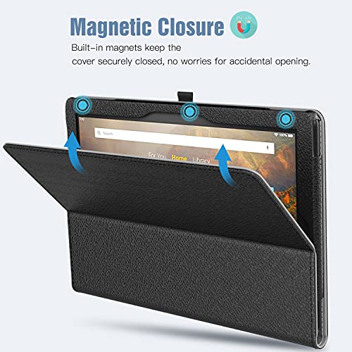 Timovo Case For All-New Kindle Fire Hd 10 & Fire Hd 10 Plus Tablet (10.1", 11Th Generation, 2021 Release), Slim Folding Pu Leather Stand Cover Case With Auto Wake/Sleep, Black #TOP7