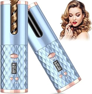 Automatic Curling Iron, Cordless Auto Hair Curler, 6 Temp & 11 Timer, Wireless USB Rechargeable Curling Iron Wand, Detangle & Scald-Free, Travel Portable Spin Hair Iron, Auto Shut Off, 220V Fast Heat