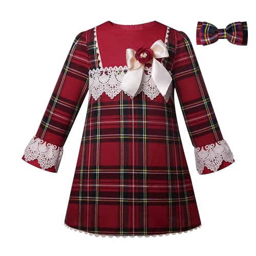 Vestido de Navidad para niñas en tejido a cuadros rojos para lucir en las vacaciones de invierno