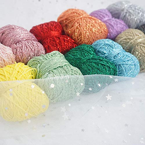 Clisil Purple Glitter Yarn Crochet Thread Sparkle Metallic Lurex Lame Shine Yarn Bag Decorations 40G #TOP1