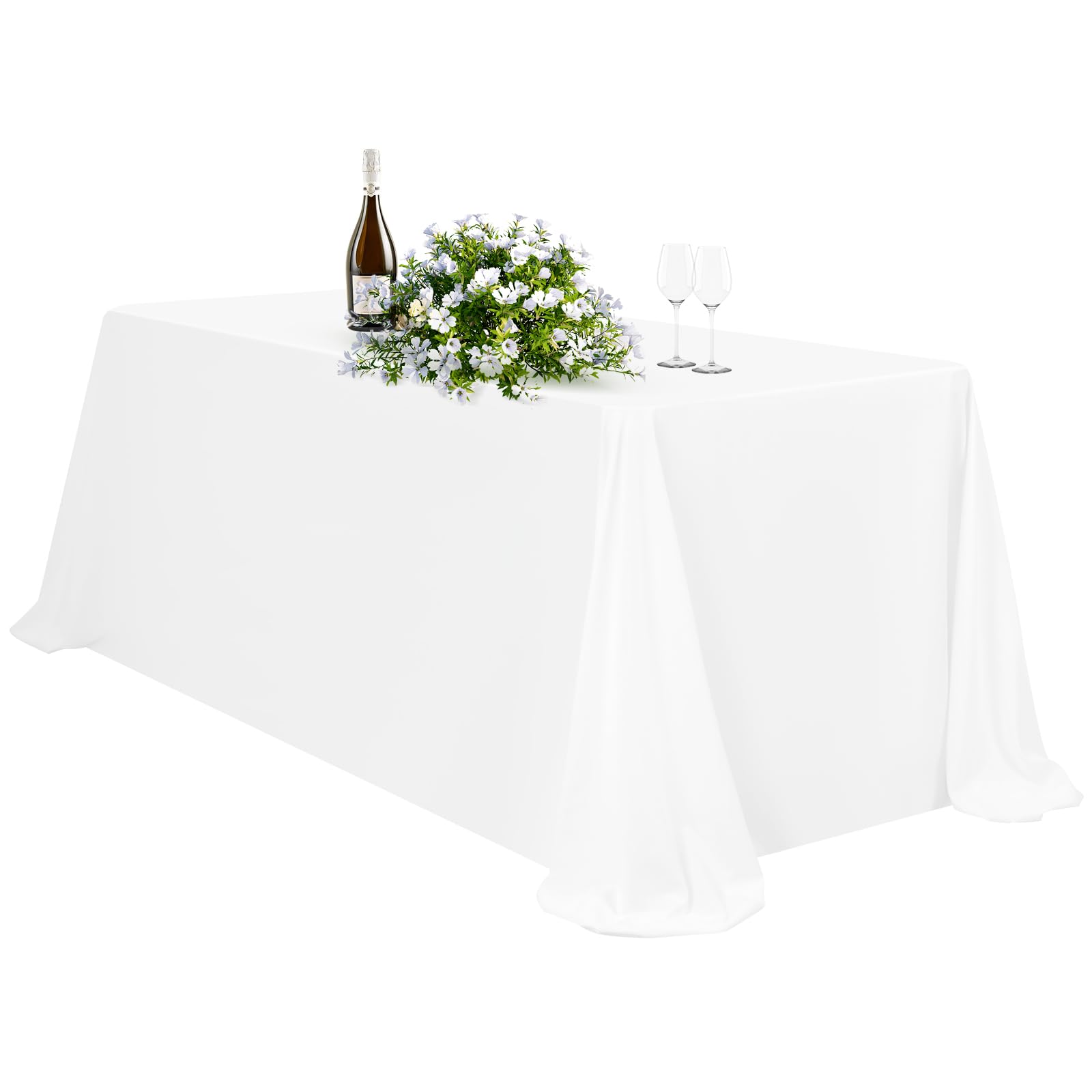 Nappe de table rectangulaire blanche lavable en polyester Teruntrue pour mariage et buffet