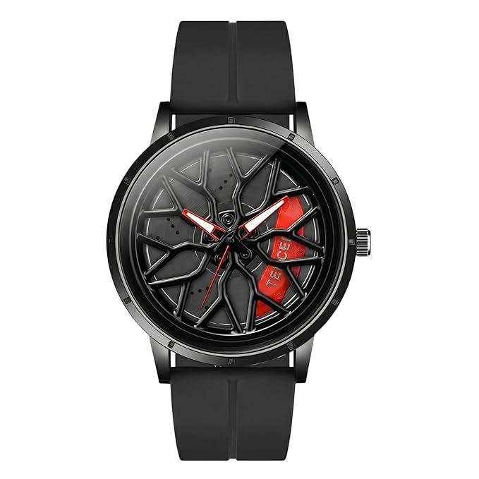 Image of Men's Sport Quartz Watch Car Wheel Multicolour Dial Wheel Dial 360 Rotating Casual Fashion Stainless Steel Alloy Mens &Boy's Luxury Metal Gift Creative Watch