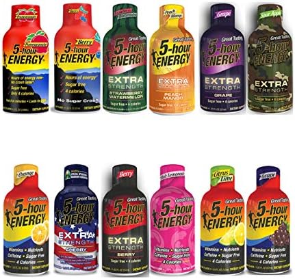5 Hour Energy Shots Variety Pack- Assortment Of Regular & Extra Strength, 1.93 Fl Oz (Pack of 12)