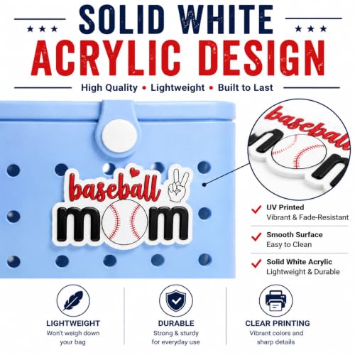 Baseball Mom Bag Charm – Cute Baseball Charms for Perforated Tote Bags miniatura 5