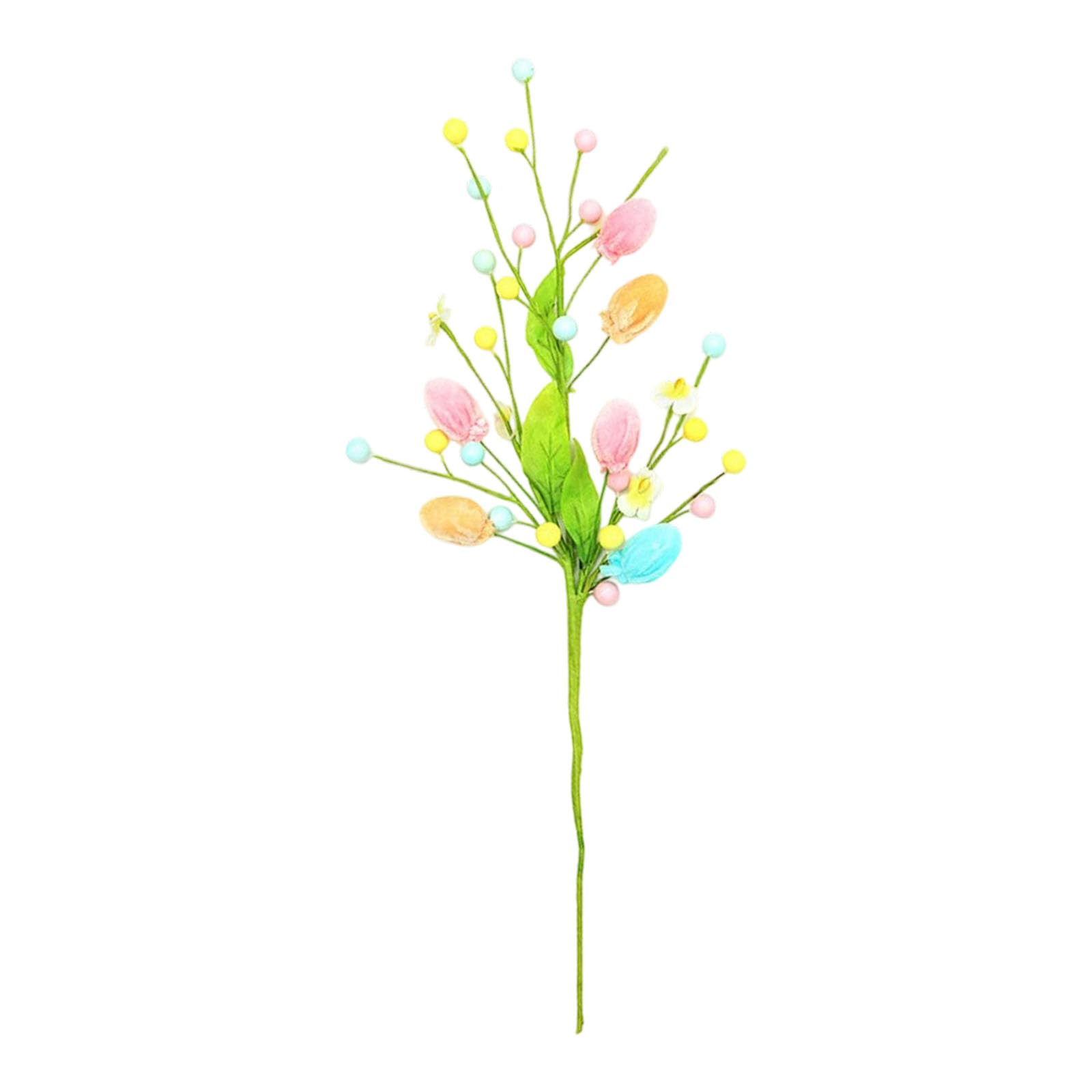 Tsophreniq Colorful Easter Eggs Simulated Bouquets Artificial Foam Berries Branch for Easter Party Decoration Festival Celebration Party Berries