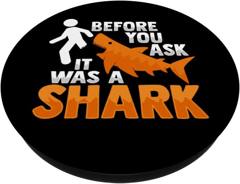 Amputee Joke Leg Prosthetic Shark Design for a Leg Amputee PopSockets Adhesive PopGrip, Black - Image 3