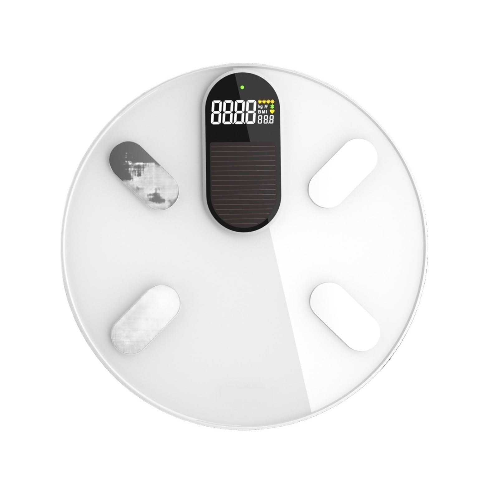 Báscula De Peso Digital Corporal Carga De Energía Solar Y Ligera Báscula Inteligente Balanza Bioimpedancia Grasa Corporal Báscula De Baño IMC(White)