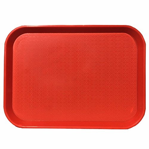 Image of Serving Tray Platter Rectangular Shape Plastic Trays for Drink Breakfast Tea Dinner Coffee Salad Food for Dinning Table Home Kitchen 12x16 Inches Red