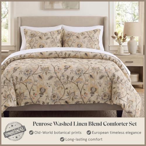 Image of HiEnd Accents Penrose 3 Piece Queen Washed Linen Blend Comforter Set