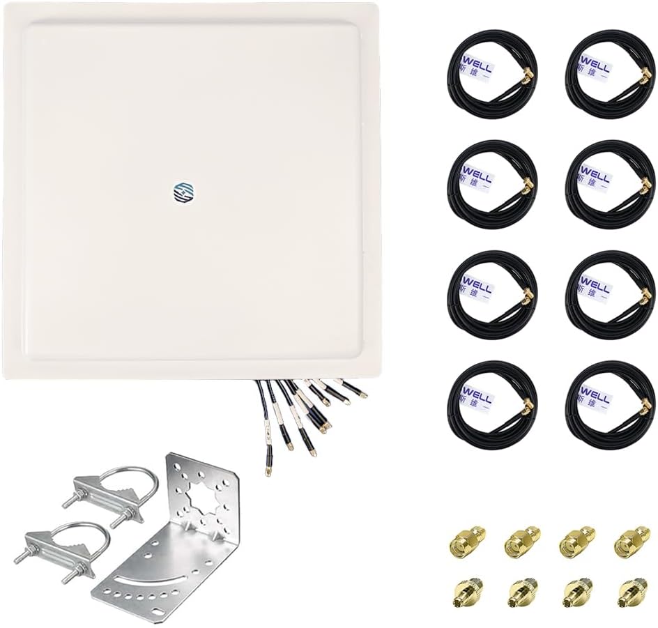 Maswell 8X8 MIMO 4G LTE 5G Antenna Outdoor, 600-8000MHz, 10dBi High Gain External Antenna with Professional LMR240 Equivalent Coaxial Cable for T-Mobile, Verizon, AT&T, WiFi 7 Ready